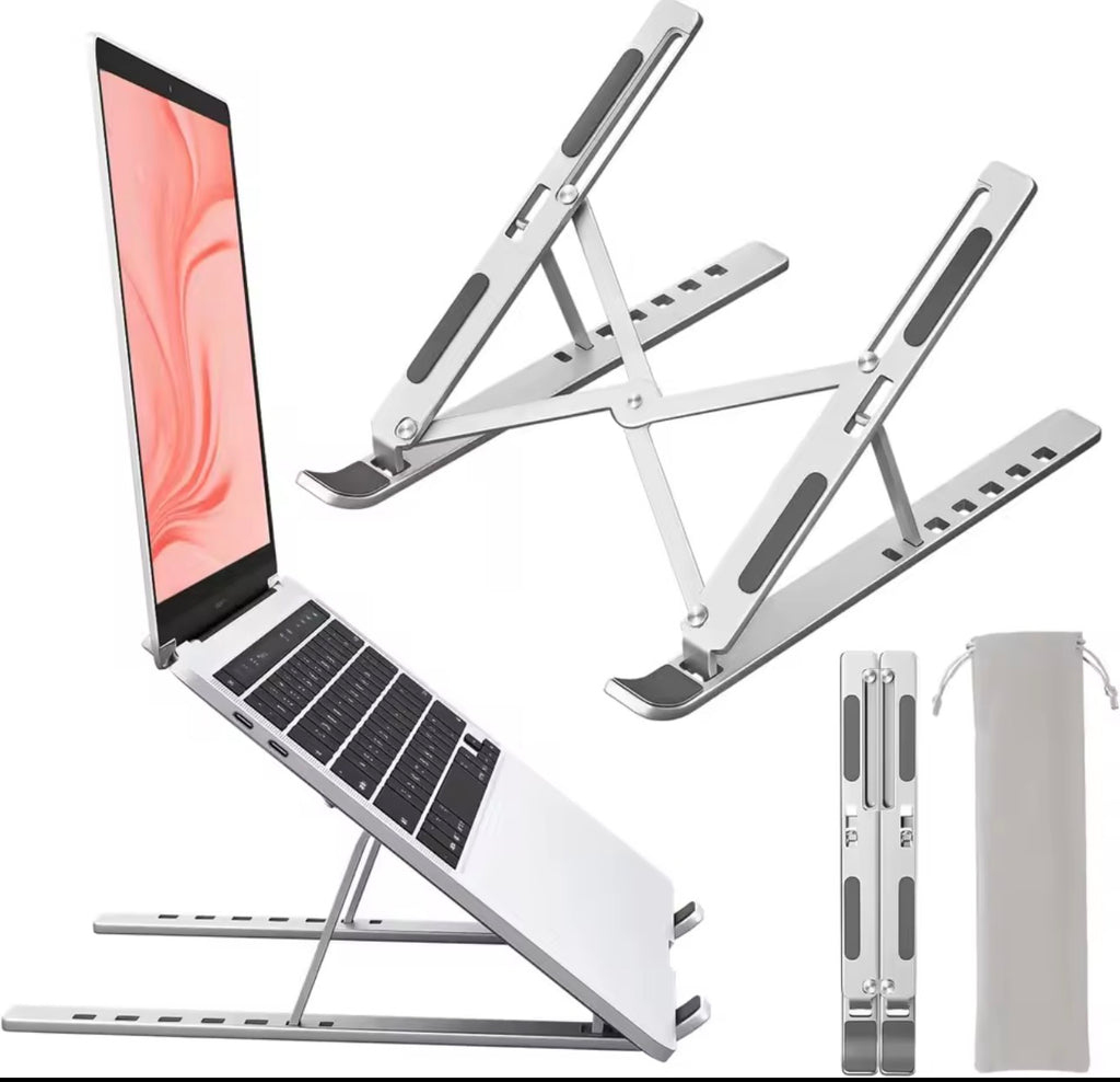 Ergonomic Aluminum Alloy Foldable Laptop Stand, 7 Adjustable Angles, Sand-Blasted Anti-Slip Stable Computer Holder