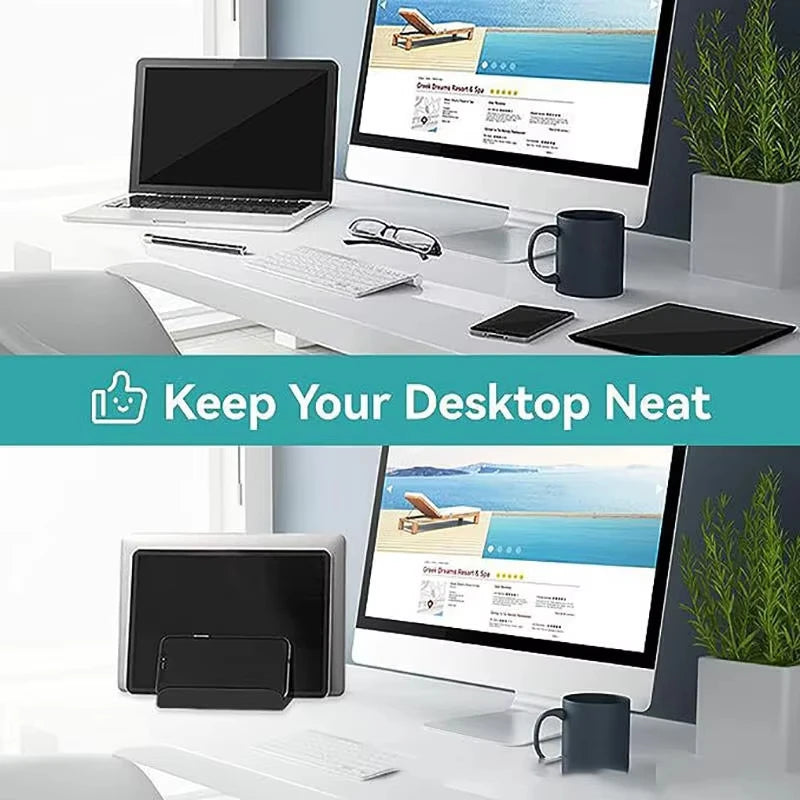 4 in 1 Office Laptop Stand Vertical Save Desktop Space Easy To Place Computer Accessories Scalable Width Office Desk Storage