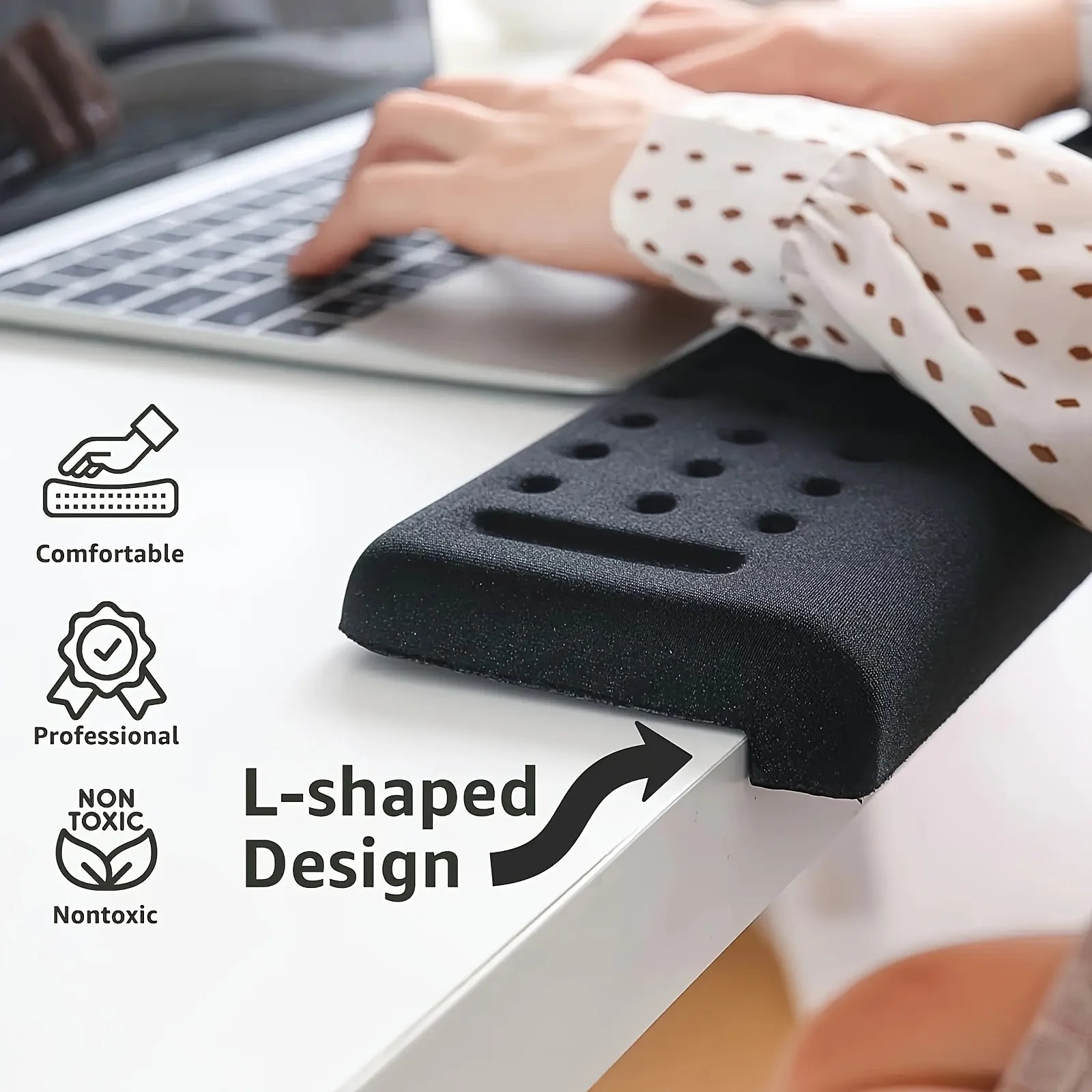 33.81 oz-Shaped Desk Pad with Non-Slip Foam Base And Ergonomic Wrist/Forearm Support - Comfortable Wrist Rest for Computer Work